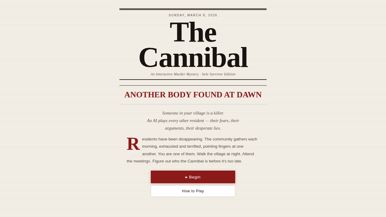 The Cannibal — Interactive Murder Mystery