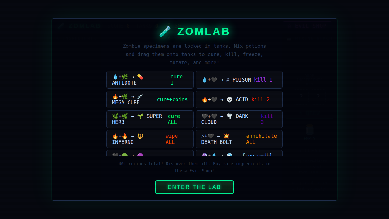 ZomLab — Zombie Potion Lab